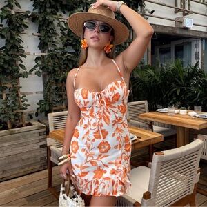 12th Tribe Orange Floral Midi Dress